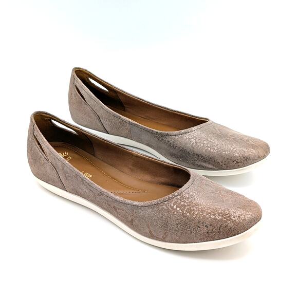 Clarks Collection Helina Alessia Ballet Flats 10 Leather Snakeskin Neutral Chic - Picture 2 of 11